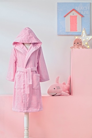 Girl Unicorn Kapüşonlu Kadife Çocuk Bornozu 5/6 Yaş Pembe