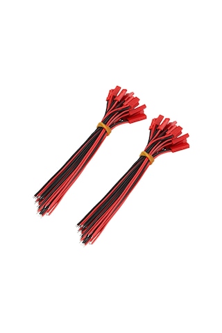 Vkemall 20 Çift 150mm Jst Bağlantı Kablosu, Rc Bec Lipo Batarya İçin Erkek+dişi Plug, Silika Jel + Metal, Siyah+kırmızı