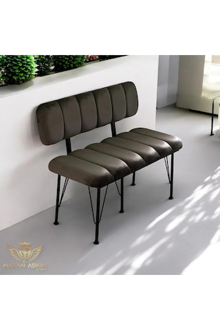 By Hakan Aşkın Siyah Metal Ayaklı Metal Alt Kasalı Line Style New 2024 Sırtlı Bench & Bank Koyu Füme Füme Bbf