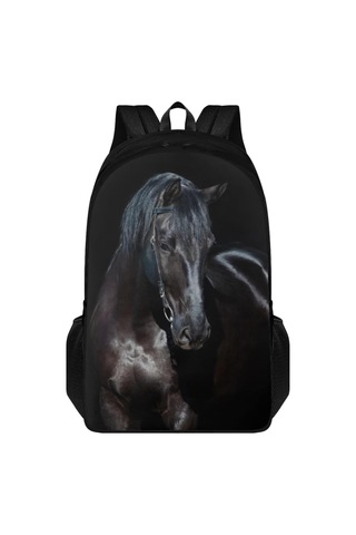 Okul Çantaları Çocuklar Kızlar Erkekler İçin Sırt Çantası 17 İnç Okul Sırt Çantası Günlük Günlük Seyahat Sırt Çantası Hayvan Siyah At