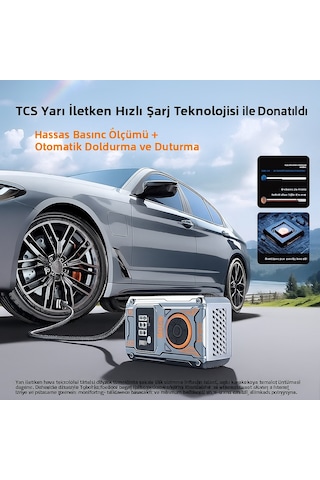 150 Psı Şarjlı Dijital Hava Kompresörü Led Ekranlı Taşınabilir Airpump