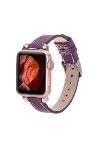 Bloomband Signature Dusty Plum Leather Apple Uyumlu Watch Band - 44/45/46/49mm
