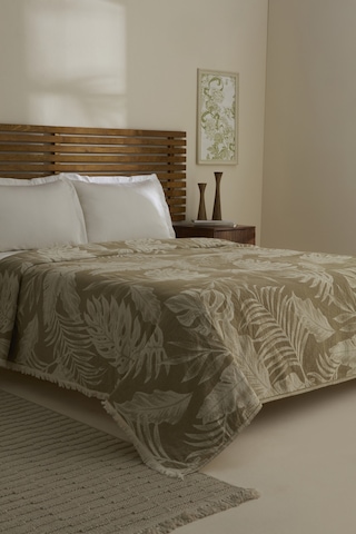 Karaca Home Leafy Sea Müslin Çift Kişilik Tek Pike Haki Haki
