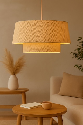 Mira Grande Rattan Hasır Avize Bej