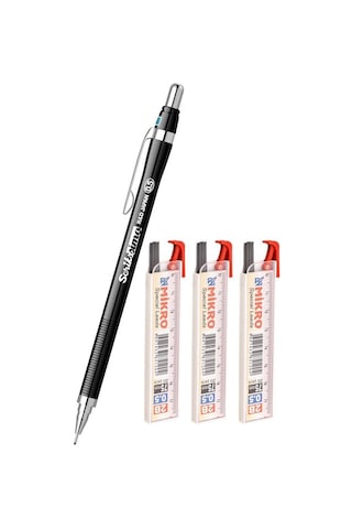 Scrikss Simo R&D Japan Uçlu Kalem Siyah 0.5 1 Adet ve Mikro 0,5 Versatil Kalem Uçu Siyah 3 Paket