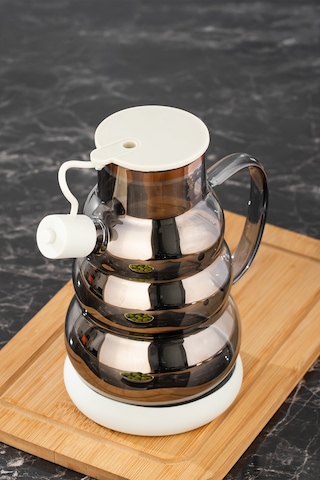 Porsima 3617-2 Kapaklı Borosilikat Cam Yağlık Sirkelik Yağdanlık 1000ml Beyaz Beyaz