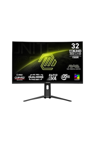 Msı Mag 321cupdf 32" 4k 160hz Fhd 320hz 0.5ms Hdmı Dp 15w Freesync Curved 1500r Uhd-fhd Va Monitör