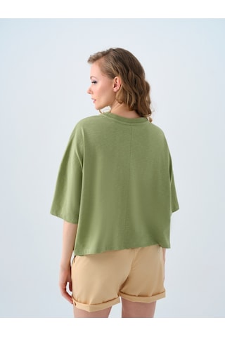 Long Crop Kadın Tshirt K.kol Haki