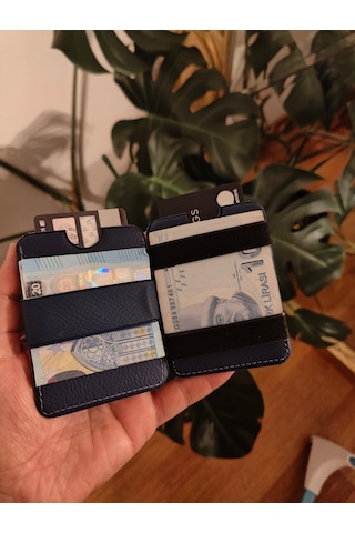 Prava Deri Suni Deri Basic Unisex Kredi Kartlık Lacivert