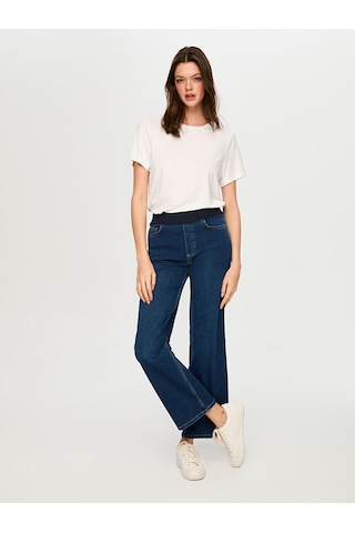 Faik Sönmez Wide Leg Fit Beli Lastikli Rahat Jean Pantolon S26jpn016 Us26jpn01627 İndigo