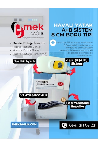 2 Motorlu Ekonomik Hasta Karyolası Boru Tipi Havalı Yataklı Set
