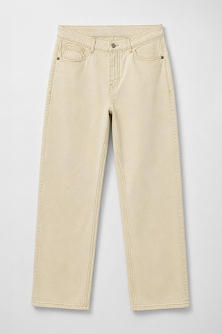 Bluew White Kadın Ekru Pamuk Straight Fit Jean Pantolon