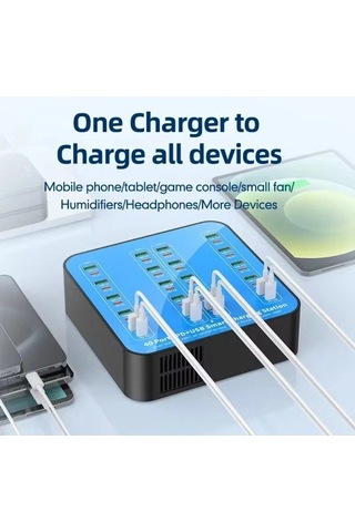 40 Portlu 400w Hızlı Şarj İstasyonu 20x Usb + 20x Type-c Pd Çıkışlı Şarj Cihazı