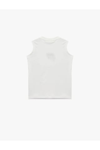 Koton Pamuklu Nakış Detaylı Beyaz Erkek Çocuk Kolsuz T-shirt 6skb30008tk