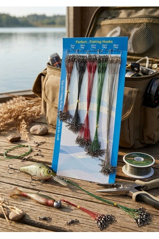 5 Adet Çelik Tel - Fırdöndülü Klipsli - Lrf-surf-spin-paslanmaz - Olta, Yapay Yem, Balık Çelik Teli 18 Cm 5 Adet