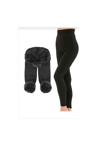 Multiflexpro Kadın İçi Peluşlu Termal Tayt Yüksek Bel Kışlık Tayt Siyah