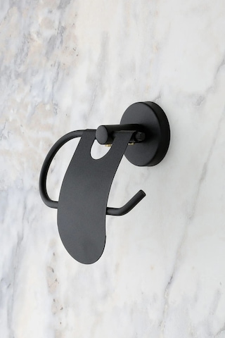 MultiStore 5'li Banyo Aksesuar Seti Halka Havluluk/Tuvalet Kağıtlığı/Askılık/Sabunluk/Diş Fırçalık Siyah