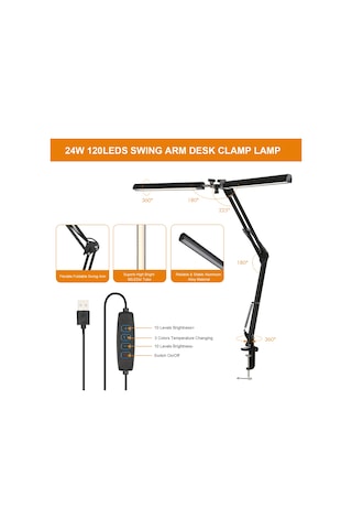 Neoglint D C5v 2a 24w 120led'ler Kelepçeli Salıncak Siyah