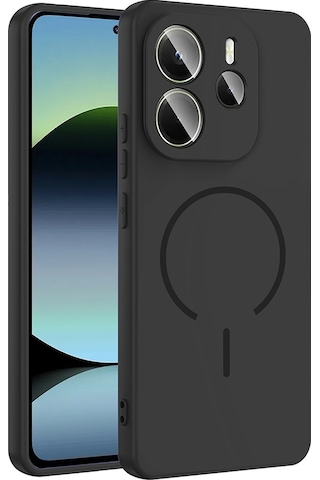 Xiaomi Redmi Note 14 4g Kılıf M-safe Şarj Özellikli Zore Meta Kapak Siyah