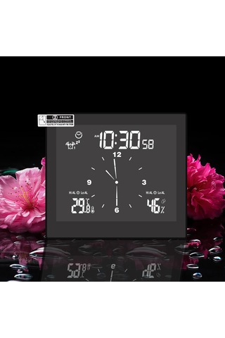 Yaleker Sıcaklık Nem Ölçer Ip65 Su Geçirmez Dijital Saat - Büyük Lcd Ekran, Geri Sayım, Alarm Ve 12/24 Saat Formatı Siyah Ts-wp10 Siyah