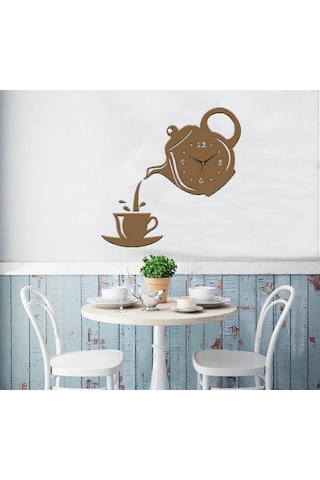 Kahve Kupası Ve Çaydanlıklı 3d Seramik Kendin Yap Dekoratif Duvar Saati Seti B Diğer