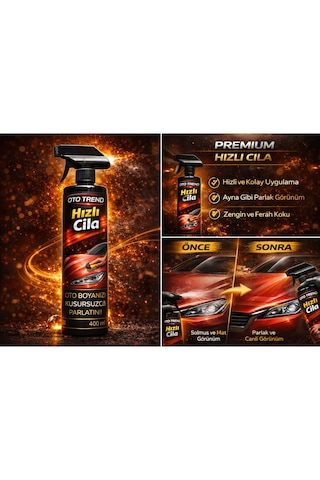 Oto Trend Hızlı Cila Sprey 400 Ml Araç Boya Parlatıcı, Hızlı Ve Kolay Uygulama, Parlak Koruma