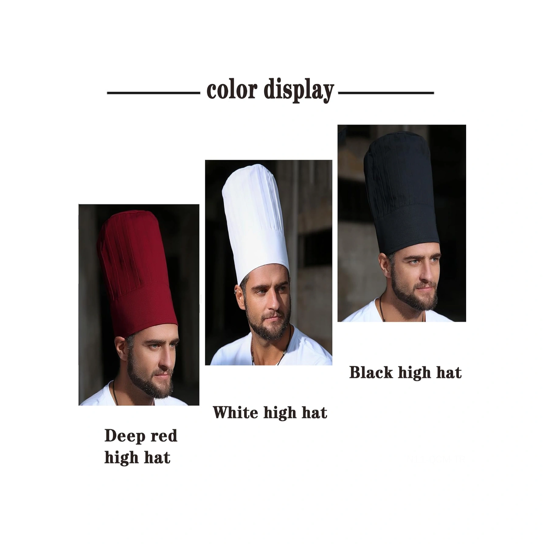 Qingmipy Erkek Kadın Yetişkinler İçin Esnek Kumaş Ayarı, Pamuk Mutfak Şapka, Siyah Beyaz Renk Seçeneği, 30cm Yükseklikli, Çalışma Kullanıma Uygun