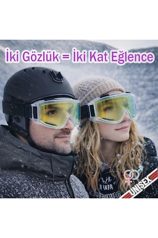2 Adet Kayak Gözlüğü Aynasız Gökkuşağı Ventilli Güneş Kar Koruyucu Gözlük Uv Korumalı Snowboard Glasses Gözlük Çok Renkli