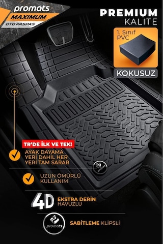 Volkswagen Bora İle Uyumlu 4d Havuzlu Kutulu Maximum Paspas Siyah