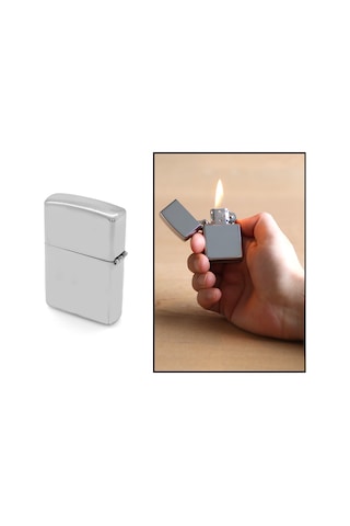 Tesbihane İsme Özel Yazılı Gümüş Renk Taşlı Metal Çakmak