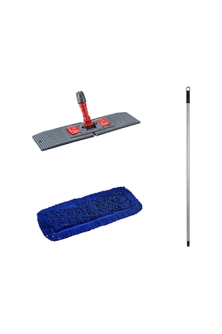 Orlon Mavi Statik Toz Mop Takımı Seti - 50 Cm. - Mop + Tutucu + S
