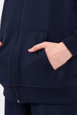 Kadın Lacivert Normal Kalıp Basic Beli Lastikli Kapüşonlu Oversize Mevsimlik Alt Üst Eşofman Takımı Cmre7367 Lacivert