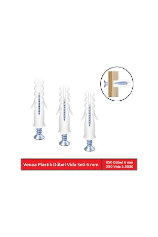 Venoa Ds06 Plastik Dübel Vida Seti 6 Mm 100 Parça