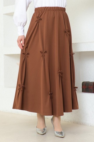 Fiyonk Detaylı Çan Etek Brc1507 Kahve 001