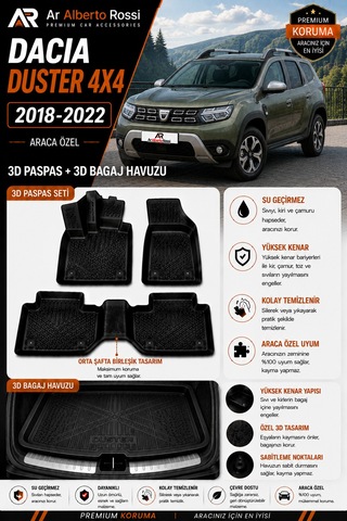 Dacia Duster 4x4 2018-2022 Araca Özel 3d Paspas + 3d Bagaj Havuzu