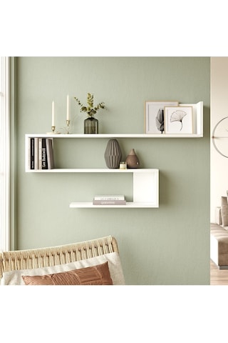 Wall R10 Modern Duvar Rafı Kitaplık Wal10-w Beyaz