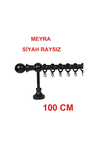 Meyra Demonte Başlıklı Ahşap Rustik Perde Askısı - Raysız -siyah 100 Cm Siyah