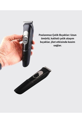 Paslanmaz Bıçaklı Şarjlı Ve Sessiz Saç Sakal Kesme Makinesi Ev Kullanımı İçin İdeal 1 - 2 Saat