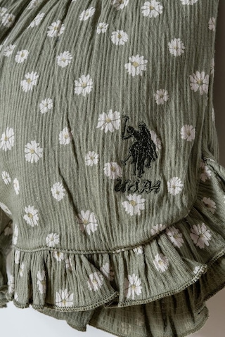 U.S. Polo Assn. Kız Bebek 2 Li Şort T-şhirt Takım Beyaz-yeşil-2272 Beyaz