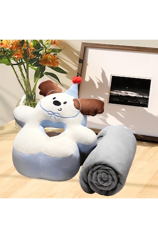 Homyl Ofis Masası Yastık Seyahat Yatak Odası Kanepe Için Çok Kahverengi Kulaklı Battaniye