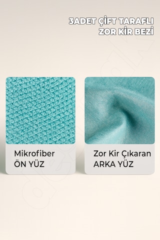 3 Adet Zor Kir Bezi - Çift Taraflı - Ultra Kaliteli - Su Emici - Tezgah Bezi - Tüm Yüzeyler Çok Renkli