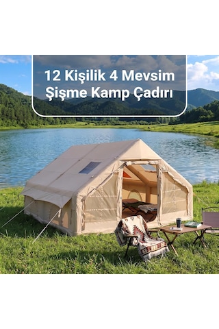 Tr Pikas Rovos 12 Kişilik Xxl Şişme Kamp Çadırı 4 Mevsim Büyük Aile Çadırı Su Geçirmez Oxford Kumaş Diğer