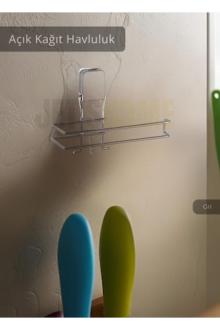 Jet's Home Kağıt Havluluk Paslanmaz Peçetelik Çelik Banyo Havluluk Düzenleyici Krom Gri