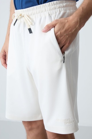 Tommy Life Ekru Pamuklu Kalın Yumuşak Dokulu Standart Fit Basic Erkek Şort - 81276 Ekru