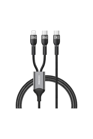 Recci RTC-T16 Apple iPhone Uyumlu Pd Şarj Kablo 2 İn 1 65w Pd Hızlı Şarj Lightning/type-c To Type-c Pd Kablo 1.2m