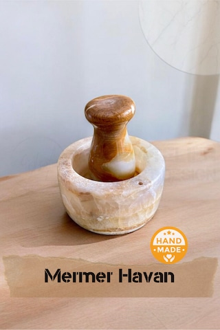 El Yapımı Mermer Havan Seti 6 X 4 Cm