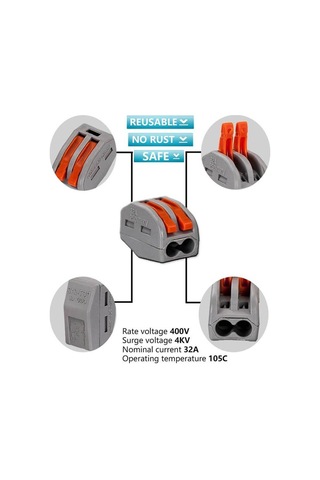 Koodmax 50 Adet İkili Kolay Kablo Tel Birleştirici Konnektör Vidasız Klemens - Hızlı Bağlantı Kesme