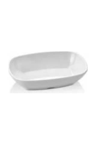 Beyaz Melamin 17x13.5cm Oluklu Çukur Sosluk, Salata, Çerezlik Tabağı Sağlıklı Hijyenik Beyaz
