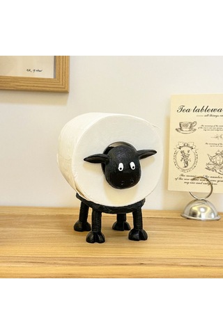 Ximistore9 Modern Minimalist Siyah Koyun Şekilli Kağıt Havlu Tutucu - Sentetik Reçine Mutfak/ofis Masaüstü Aleti Siyah