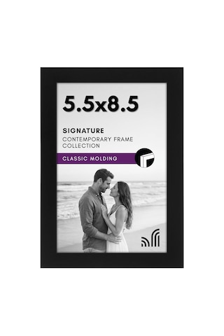 5,5 X 8,5 Siyah Resim Çerçevesi - Kırılmaya Dayanıklı Camlı Tasarlanmış Ahşap Fotoğraf Çerçevesi - Duvar Ve